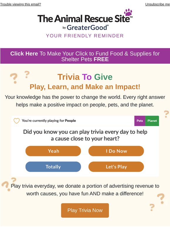 Play Trivia to Give Now & Make Another Click 💜