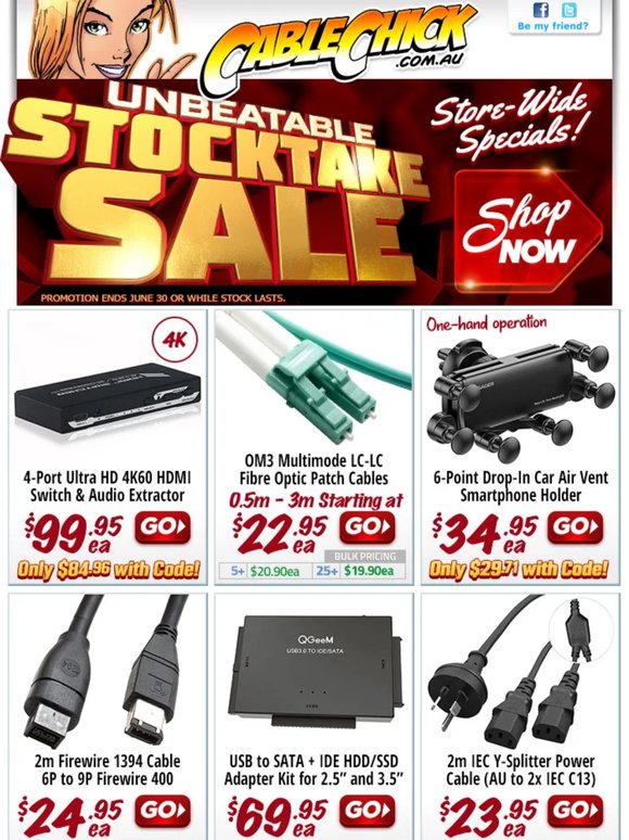 Stocktake Savings @ Cable Chick - Week 3!