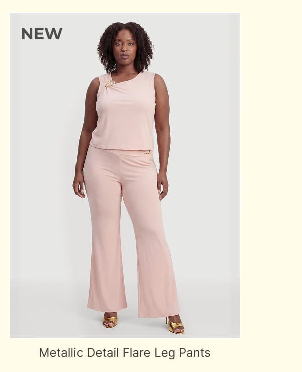 Shop Plus Size Metallic Detail Flare Leg Pants