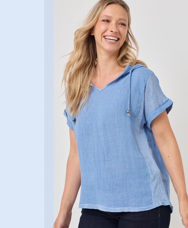 Lässiges Leinen-Shirt mit Kapuze