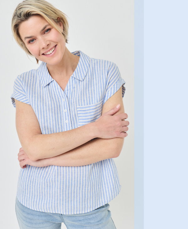 Gestreifte Bluse im Polo-Style