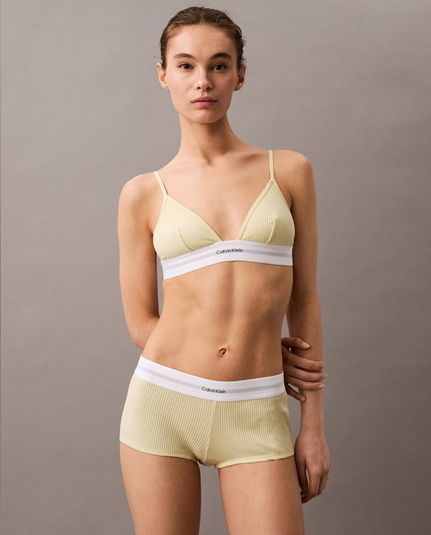 COTTON MODAL STRETCH RIB LIGHTLY LINED TRIANGLE BRA