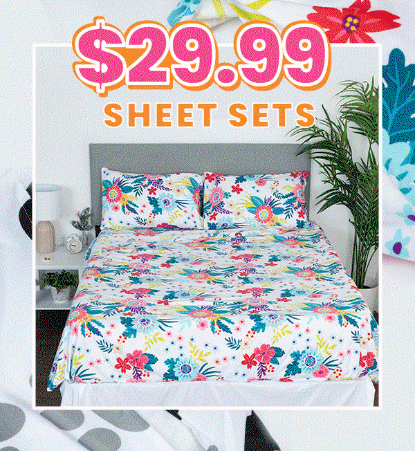 $29.99 Sheet Sets; gif of bed sheets