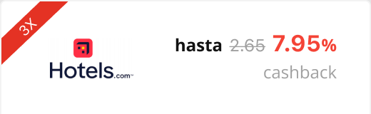 Hotels.com x3 hasta 7.95% cashback