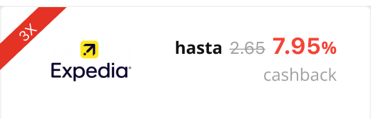 Expedia x3 hasta 7.95% cashback