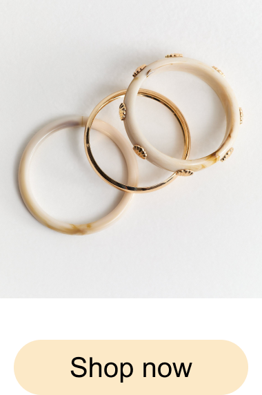 Pack of 3 Gold Tone Cream Resin Bangles