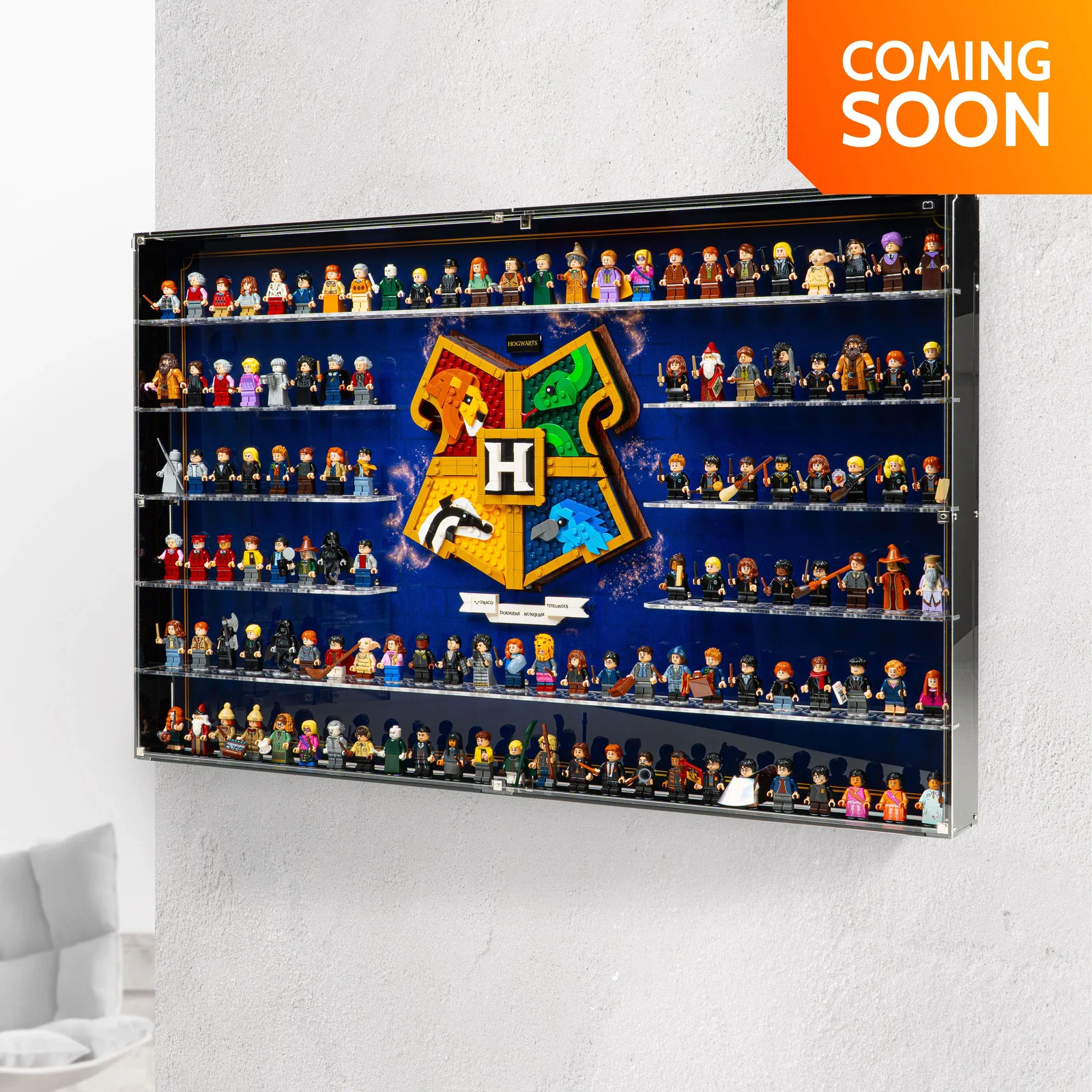 Image of Wall Mounted Display Case for LEGO® Harry Potter Hogwarts™ House Crest & 123 Minifigures (76462)