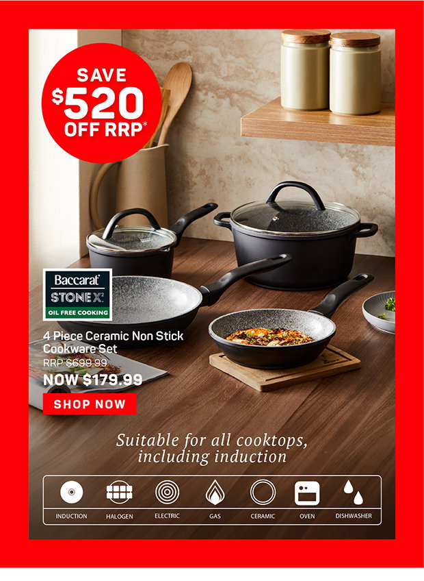 Baccarat STONEX2 4 Piece Ceramic Non Stick Cookware Set