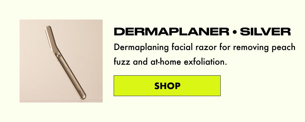 Dermaplaner Silver - facial razor for removing peach fuzz and at-home exfoliation.