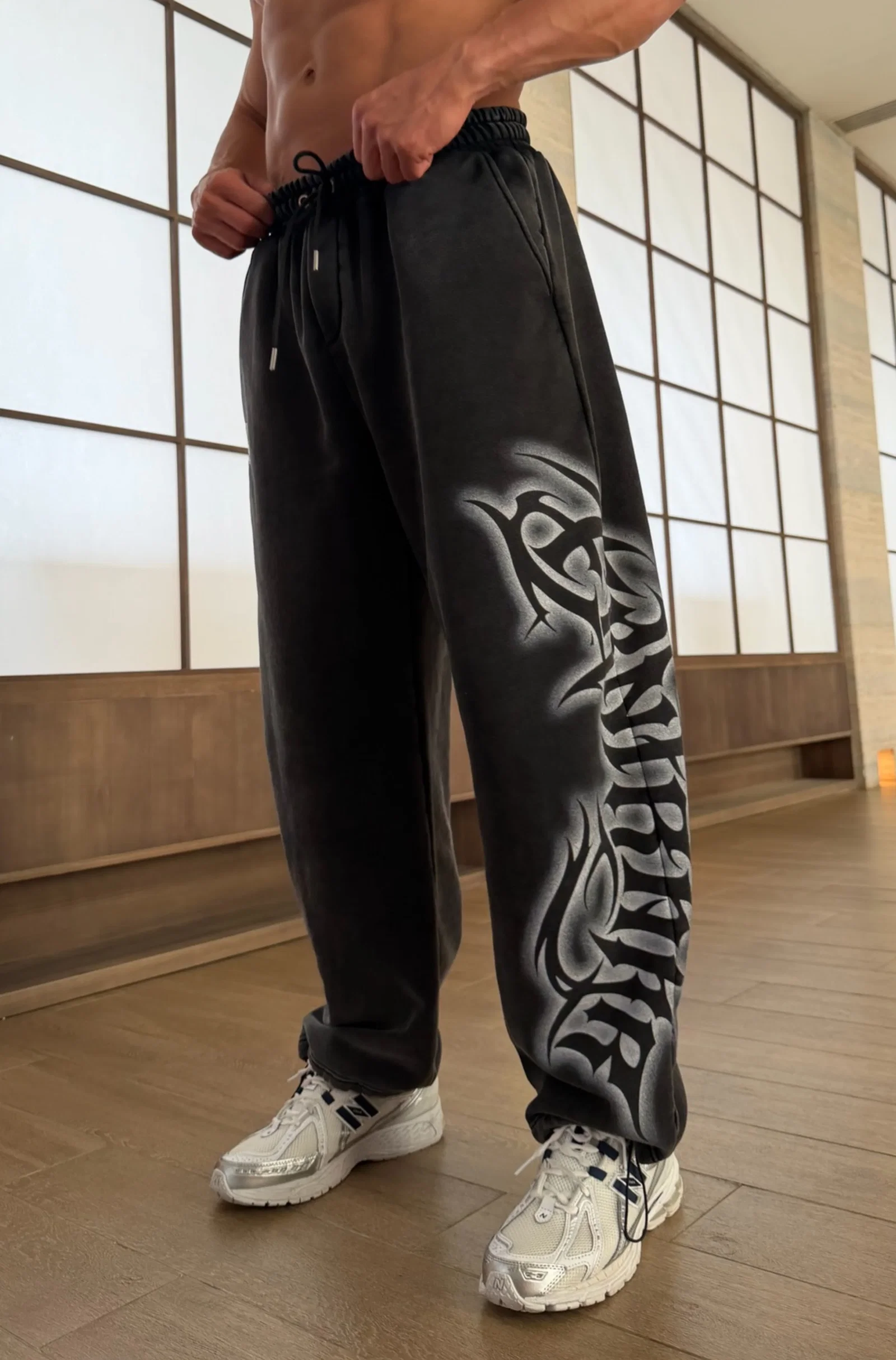 Image of Ashline Barrel Leg Trackpant - Washed Black