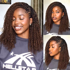 Image of QVR Mixed Color #4/30 Afro Kinky Bulk Highlights #27/30 Human Hair