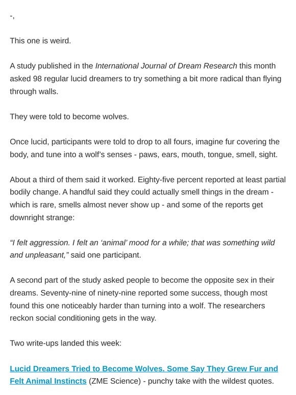 Lucid dreamers tried to become wolves
