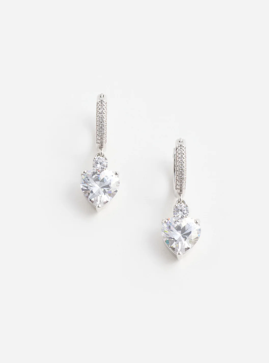 CRYSTAL HEART DANGLE HOOP EARRING