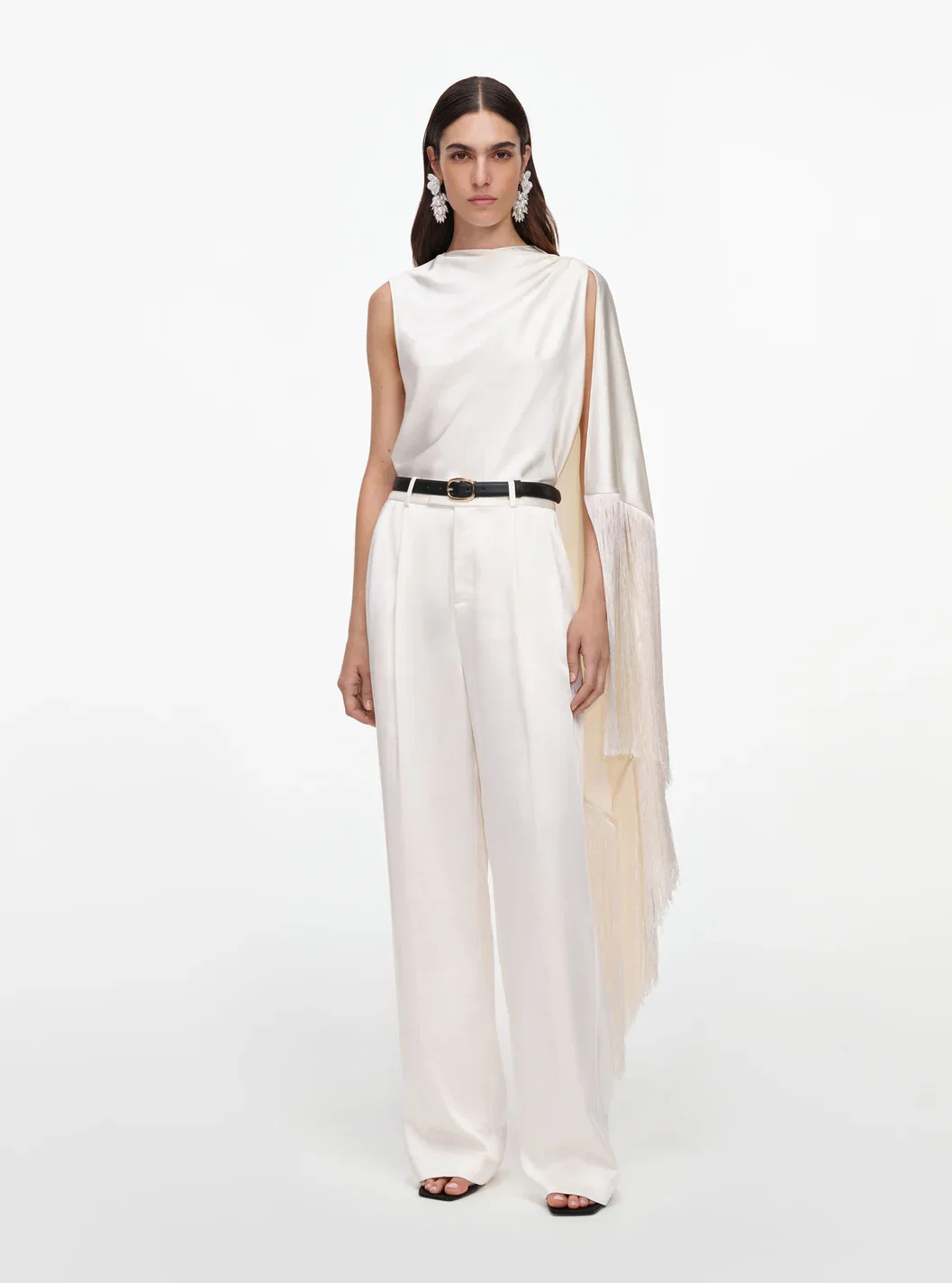 CREAM SATIN TROUSERS