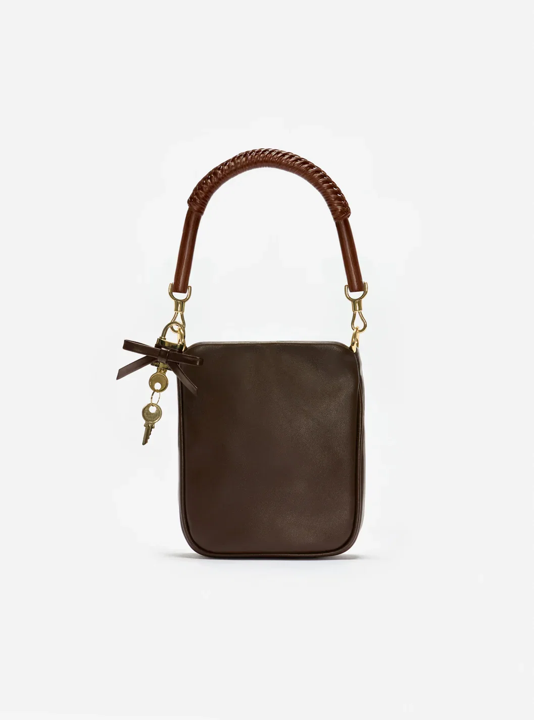 BROWN LEATHER MINI TOTE BAG