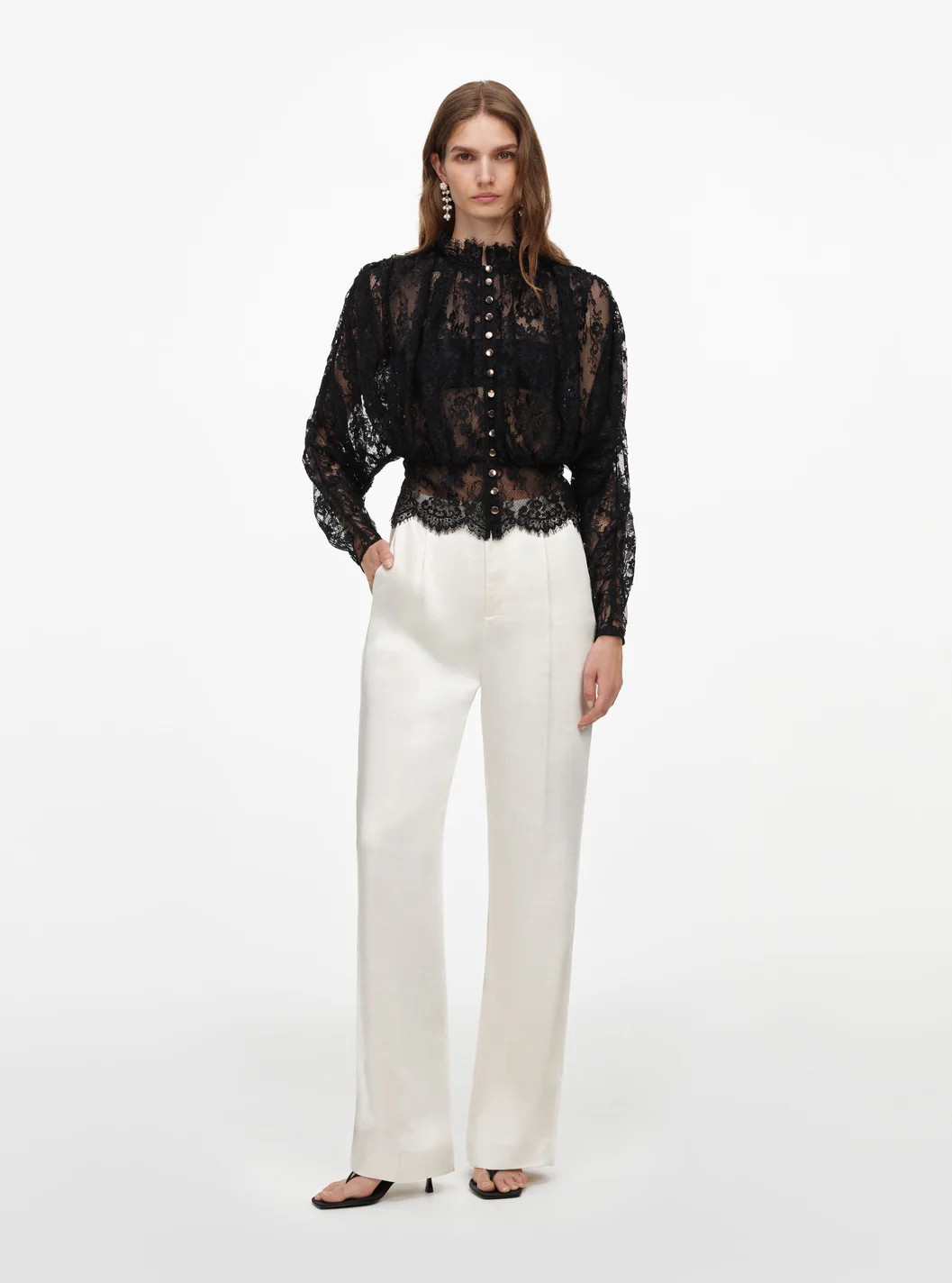 BLACK LACE HIGH NECK BLOUSE