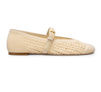 Leora Woven Mary Jane Flat in Chalk