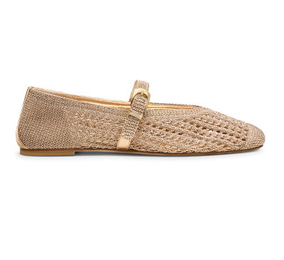 Leora Woven Mary Jane Flat in Light Gold