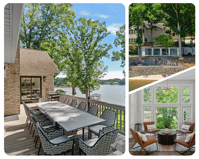 Explore lakeside homes, from cozy interiors to expansive decks with sweeping water views.