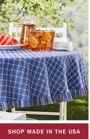 Shop Made in the USA. Mountain Weave Patriotic Cotton Tablecloth
