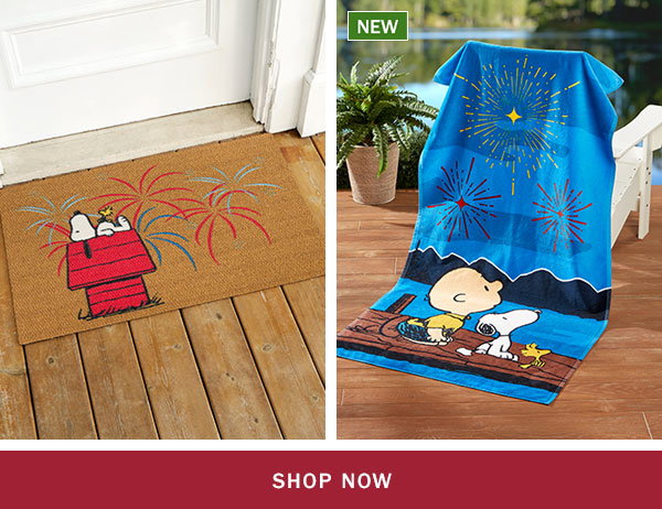 Shop Now. Peanuts Snoopy and Woodstock's Patriotic Indoor/Outdoor Rug and Doormat, New: Peanuts Patriotic Pals Portuguese Cotton Beach Towel