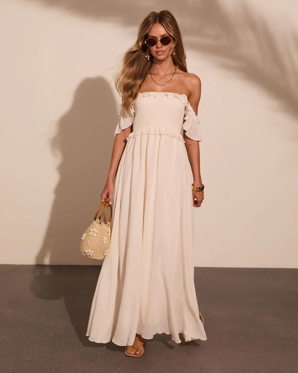 Image of Resort Romance Ruffle Trim Maxi Dress