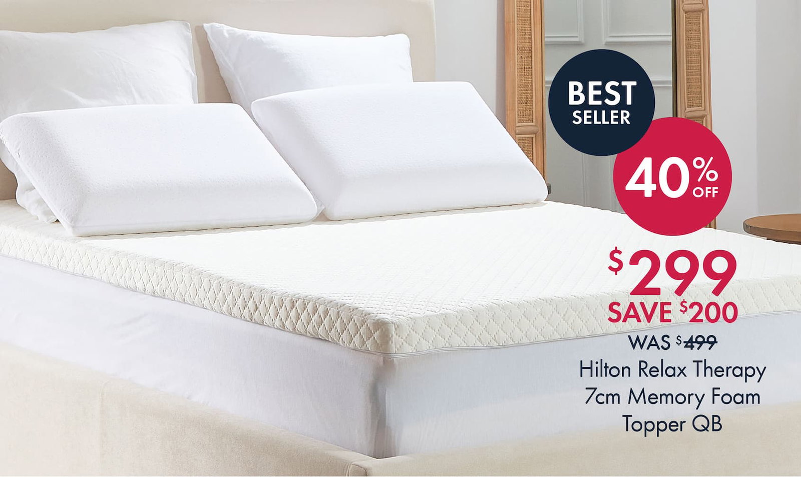 Relax Therapy 7cm Memory Foam Mattress Topper