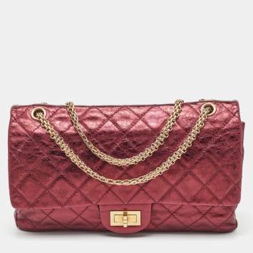 Metallic Burgundy Quilted Leat