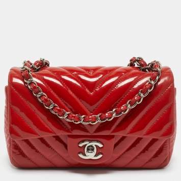 Red Chevron Patent Leather New