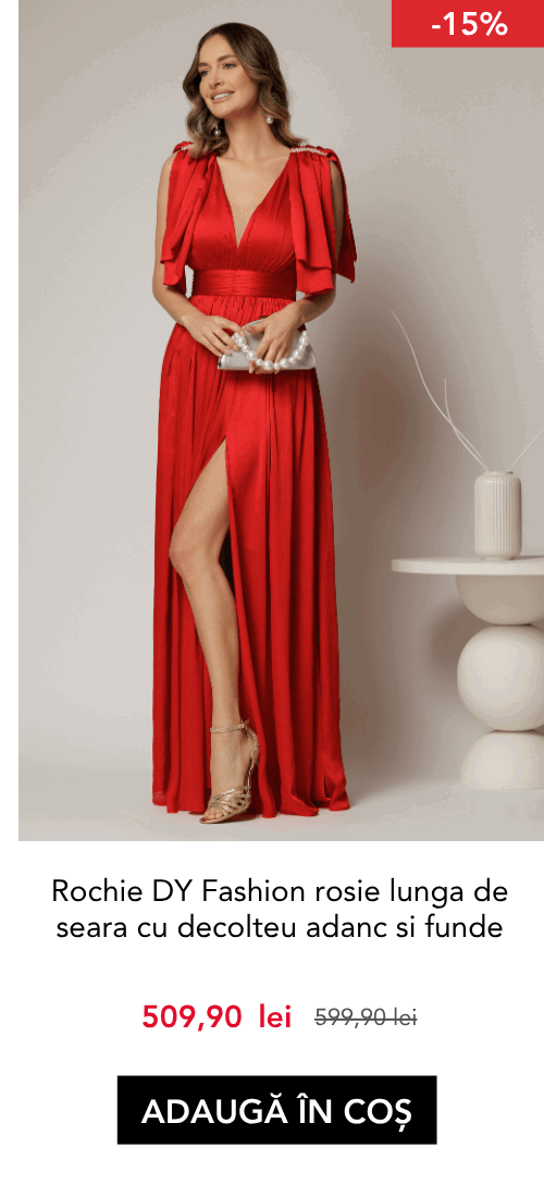 Rochie DY Fashion rosie lunga de seara cu decolteu adanc si funde ample