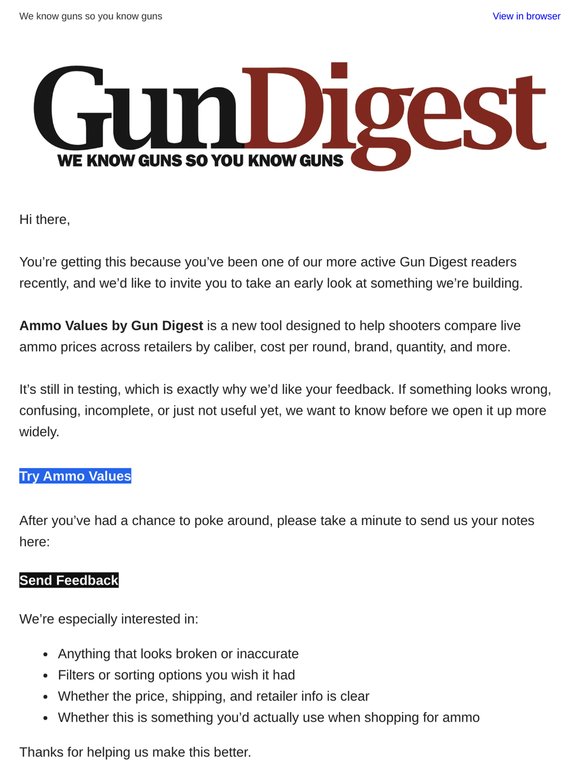 Sneak Peek: Help Us Test Ammo Values by Gun Digest