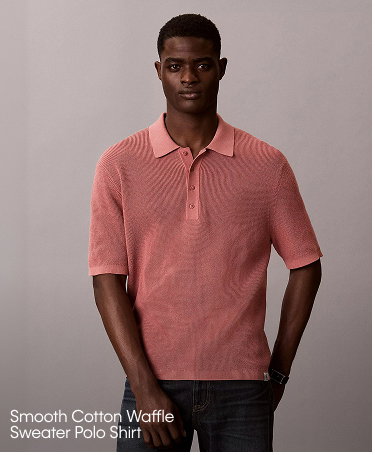 Smooth Cotton Waffle Sweater Polo Shirt