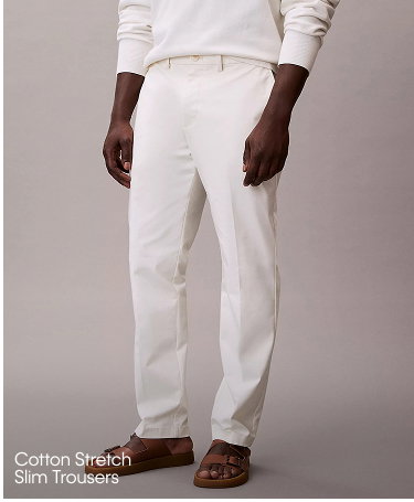 Cotton Stretch Slim Trousers