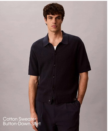 Cotton Sweater Button-Down Shirt