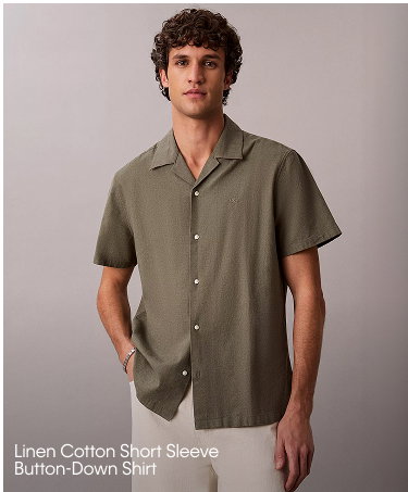 Linen Cotton Short Sleeve Button-Down Shirt