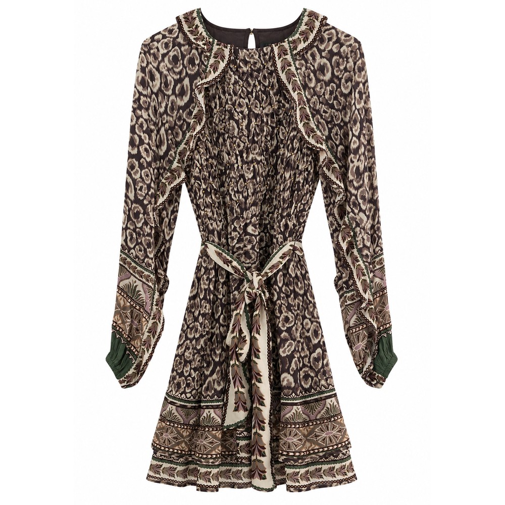 Image of Primitive Long Sleeve Mini Dress - Leopard