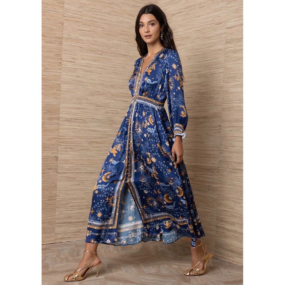 Image of Celestial Print Maxi Dress - Navy