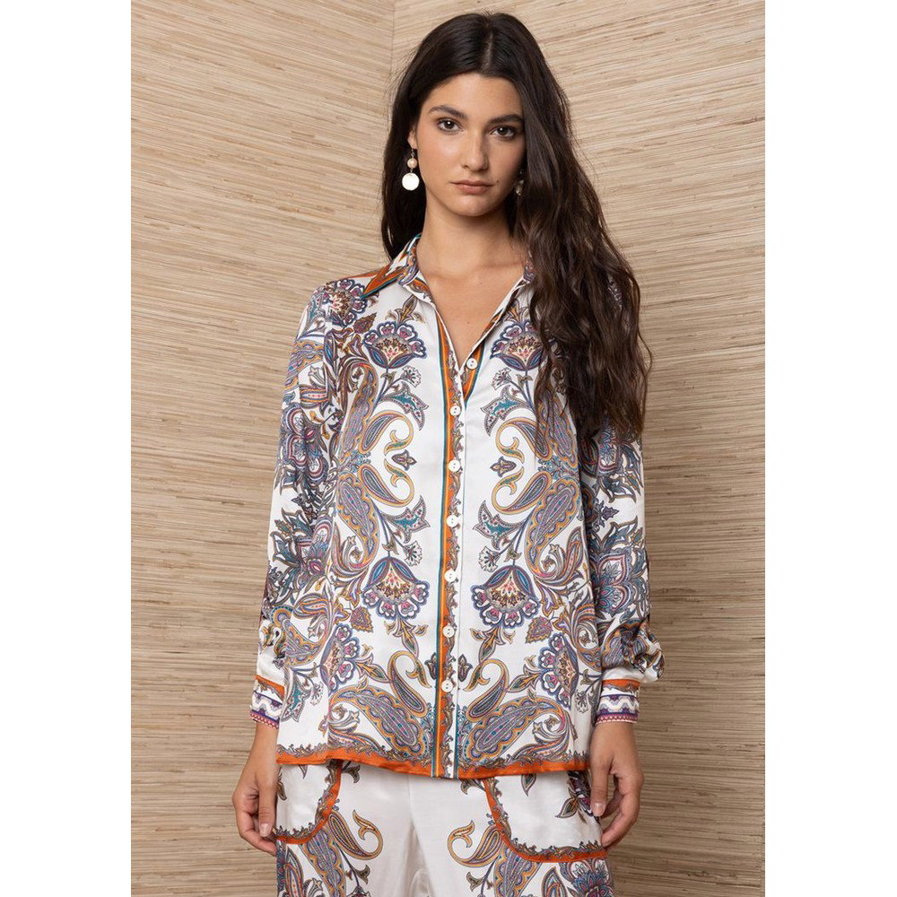 Image of Printed Paisley Shirt - Ivory