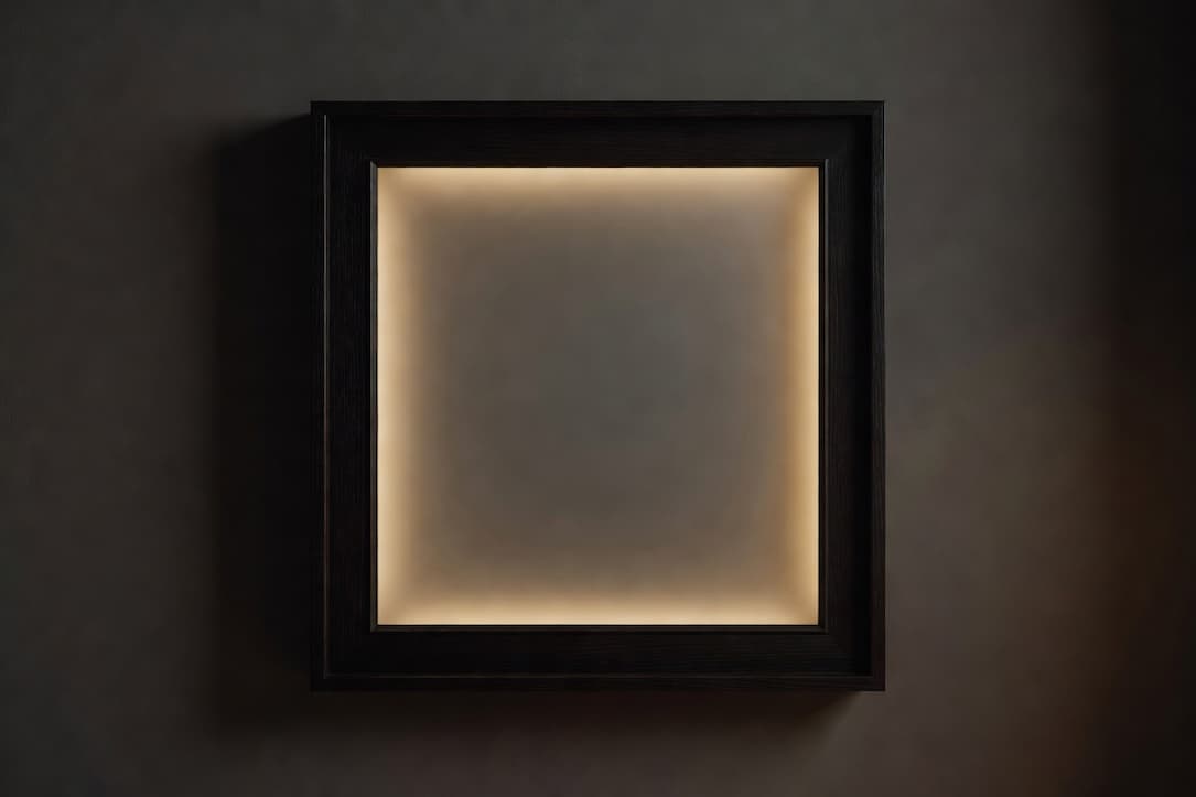 Backlit shadow box wall sconce with a frosted acrylic face