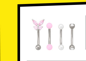Multi-Pack Pink CZ Butterfly Titanium Curved Barbells 4 Pack - 16 Gauge