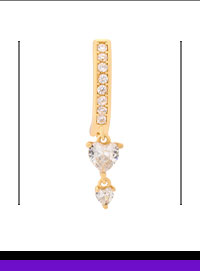 CZ Heart Gold-Plated Titanium Dangle Bar Belly Ring - 14 Gauge