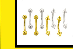 Multi-Pack Silvertone and Goldtone Titanium Curved Barbells 8 Pack - 16 Gauge
