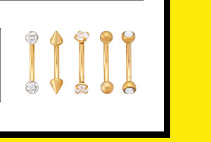 Multi-Pack CZ Titanium Goldplated Spike Curved Barbells 5 Pack - 16 Gauge