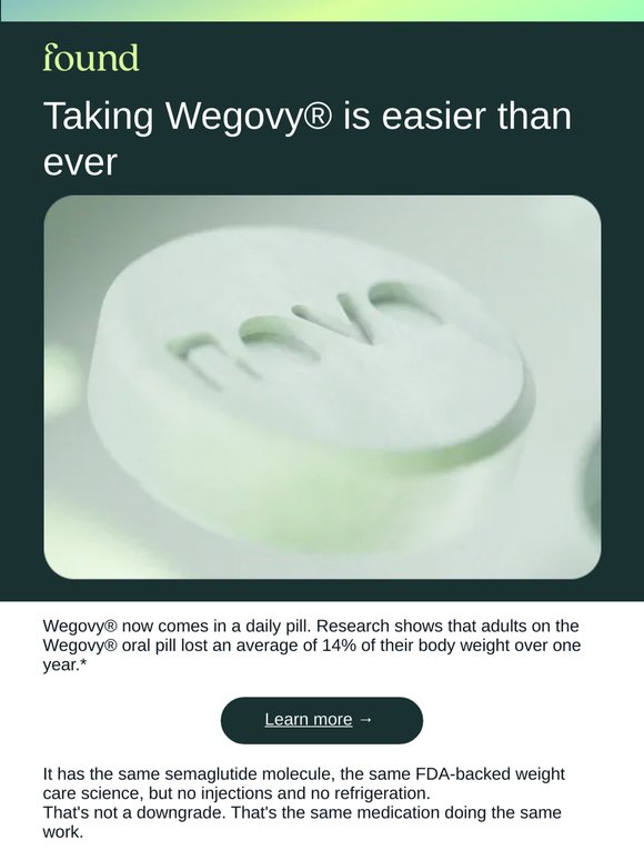 Same Wegovy®. No needles. One pill a day.