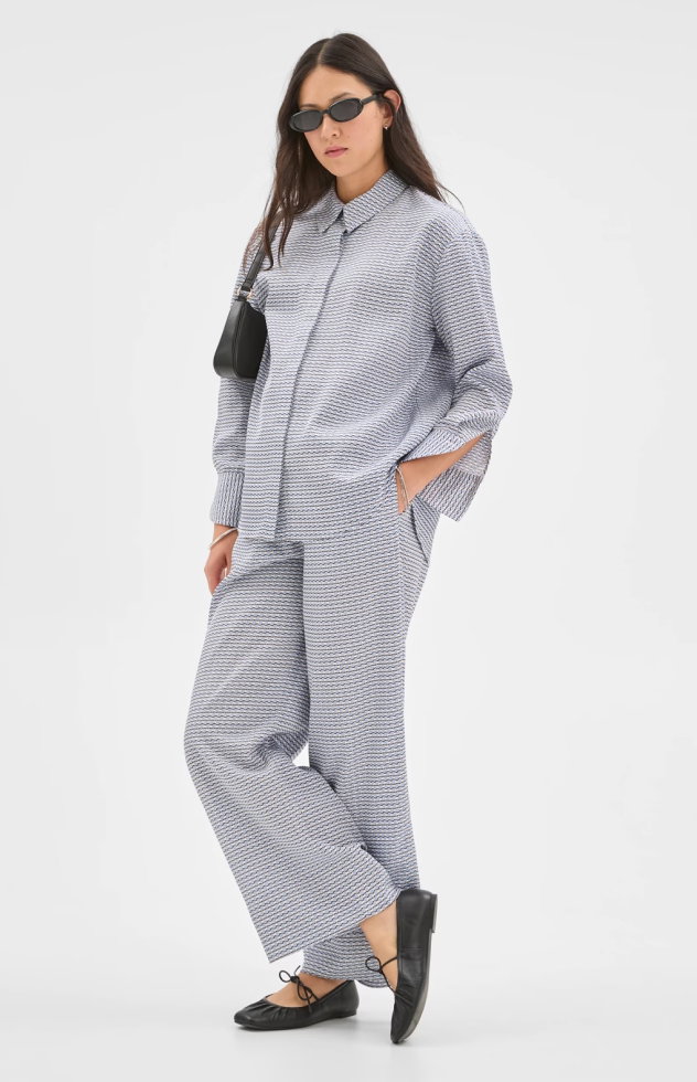 Preview long sleeve set dressing shirt | Preview flat front wide leg pants