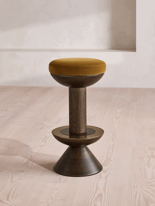 Lennie Barstool, Velvet, Mustard