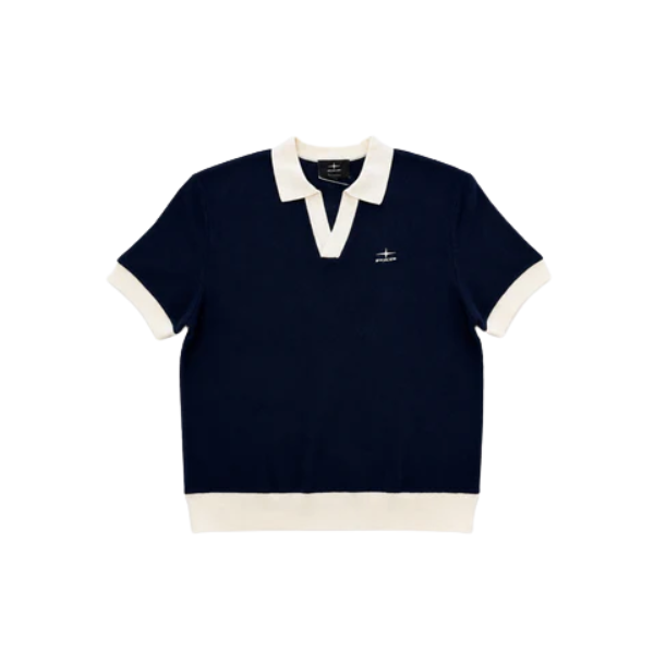 Short-sleeved knit polo shirt