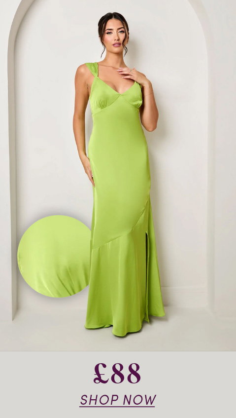 Satin Maxi Dress in Green