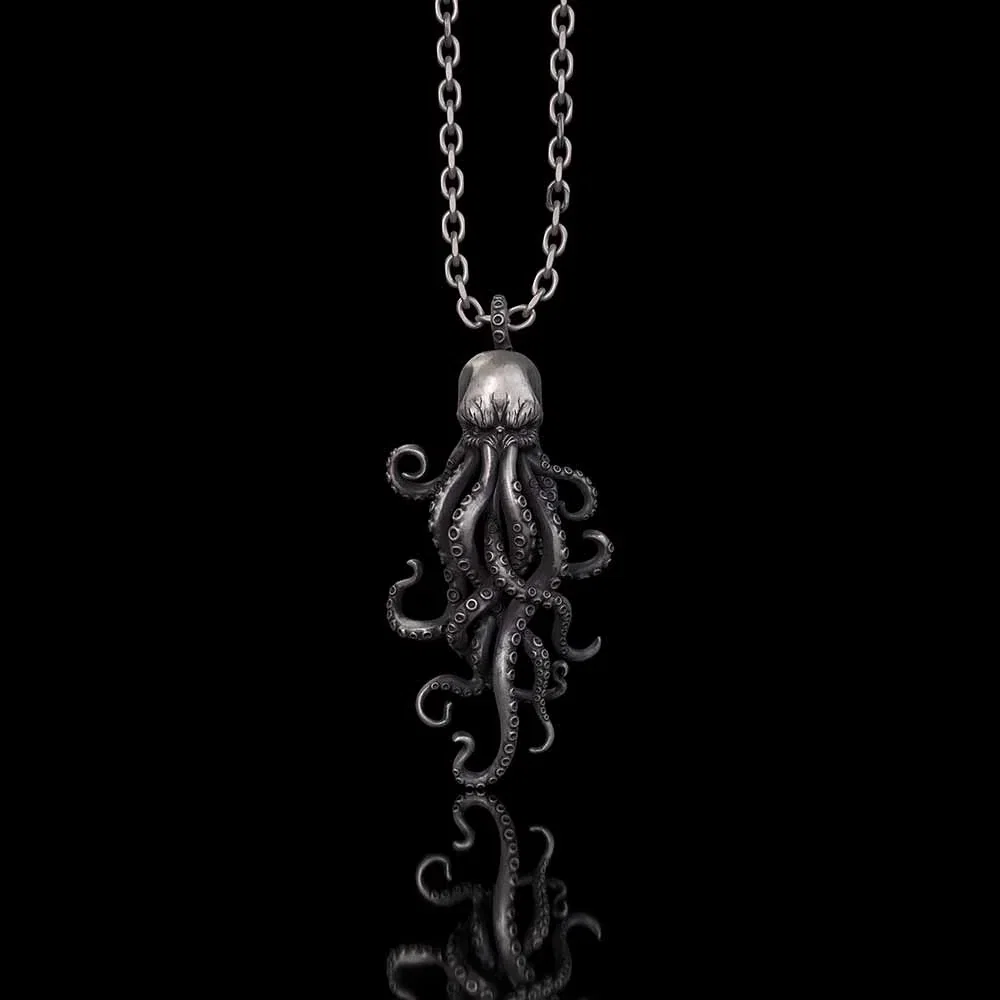 Image of Octopus Skull Gothic Sterling Silver Pendant