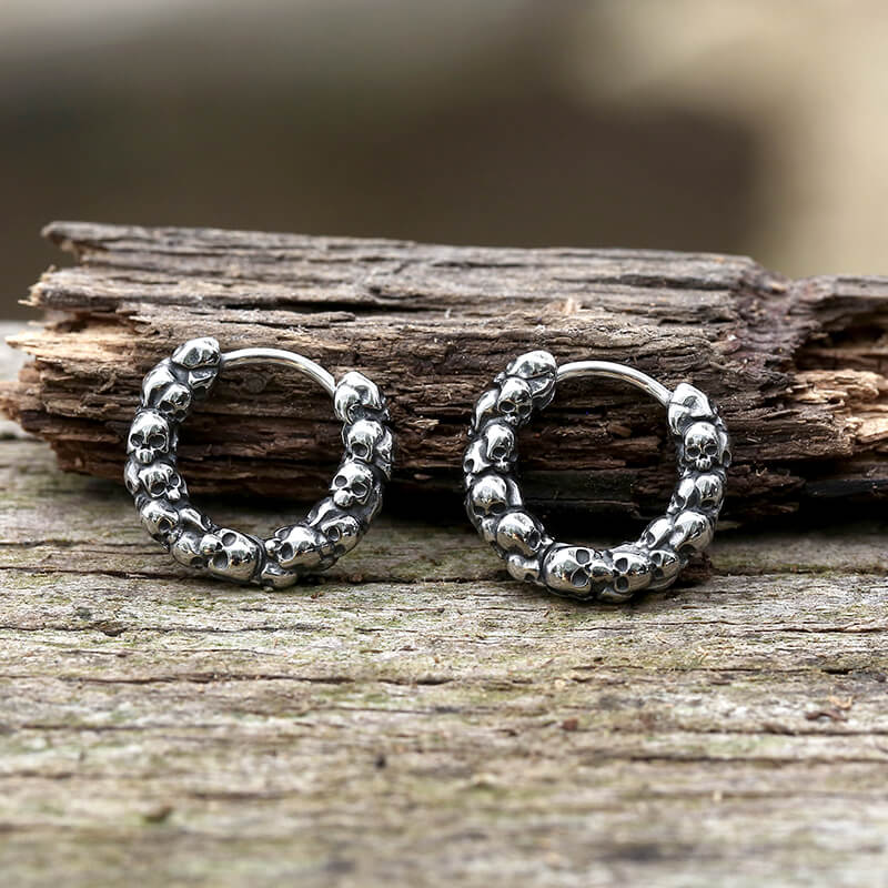 Image of Vintage Gothic Skulls Stainless Steel Earrings